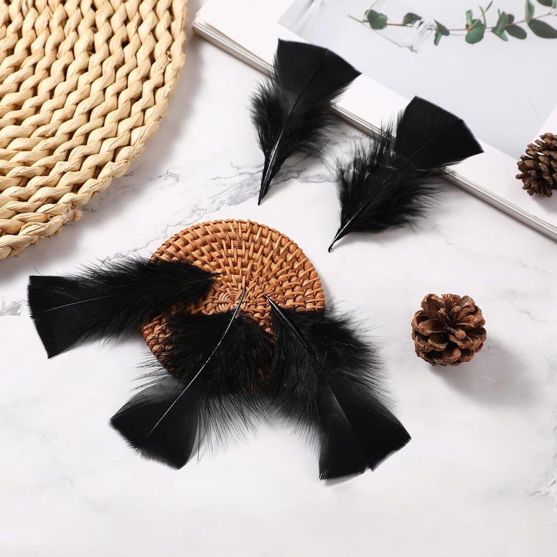 Soarer Black Turkey Feathers - 300pcs 3-5inch Feathers for Kindergarten DIY Crafts,Wedding Home Party Decorations,Dream Catcher Supplies(Black) - Image 5